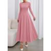imageBTFBM Fall Dresses for Women 2025 Trendy Boat Neck Long Sleeve A Line Flowy Knit Loose Casual Elegant Party Maxi DressPink