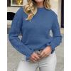 imageBTFBM Fall Sweaters for Women 2025 Crew Neck Long Sleeve Hollow Out Swiss Dot Knit Casual Pullover Tops Fashion ClothingBlue
