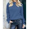 imageBTFBM Fall Sweaters for Women 2025 Crew Neck Long Sleeve Hollow Out Swiss Dot Knit Casual Pullover Tops Fashion ClothingBlue