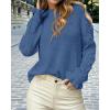 imageBTFBM Fall Sweaters for Women 2025 Crew Neck Long Sleeve Hollow Out Swiss Dot Knit Casual Pullover Tops Fashion ClothingBlue