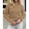 imageBTFBM Fall Sweaters for Women 2025 Crew Neck Long Sleeve Hollow Out Swiss Dot Knit Casual Pullover Tops Fashion ClothingKhaki