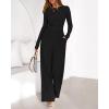 imageBTFBM Jumpsuits For Women One Piece Outfits Long Sleeve Stretchy Knit Wide Leg Pants Womens Jumpsuit Fall Clothes 2025Black