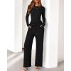 imageBTFBM Jumpsuits For Women One Piece Outfits Long Sleeve Stretchy Knit Wide Leg Pants Womens Jumpsuit Fall Clothes 2025Black