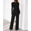 imageBTFBM Jumpsuits For Women One Piece Outfits Long Sleeve Stretchy Knit Wide Leg Pants Womens Jumpsuit Fall Clothes 2025Black