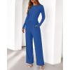 imageBTFBM Jumpsuits For Women One Piece Outfits Long Sleeve Stretchy Knit Wide Leg Pants Womens Jumpsuit Fall Clothes 2025Blue