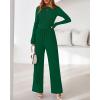 imageBTFBM Jumpsuits For Women One Piece Outfits Long Sleeve Stretchy Knit Wide Leg Pants Womens Jumpsuit Fall Clothes 2025Dark Green