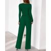 imageBTFBM Jumpsuits For Women One Piece Outfits Long Sleeve Stretchy Knit Wide Leg Pants Womens Jumpsuit Fall Clothes 2025Dark Green