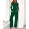 imageBTFBM Jumpsuits For Women One Piece Outfits Long Sleeve Stretchy Knit Wide Leg Pants Womens Jumpsuit Fall Clothes 2025Dark Green