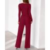 imageBTFBM Jumpsuits For Women One Piece Outfits Long Sleeve Stretchy Knit Wide Leg Pants Womens Jumpsuit Fall Clothes 2025Dark Red