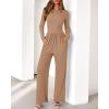 imageBTFBM Jumpsuits For Women One Piece Outfits Long Sleeve Stretchy Knit Wide Leg Pants Womens Jumpsuit Fall Clothes 2025Khaki