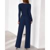 imageBTFBM Jumpsuits For Women One Piece Outfits Long Sleeve Stretchy Knit Wide Leg Pants Womens Jumpsuit Fall Clothes 2025Navy