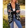 imageBTFBM Leopard Cardigan for Women Long Sleeve Open Front Cardigans Sweaters Pockets Loose Knit 2025 Fall Winter OutwearBlack