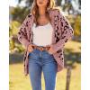 imageBTFBM Leopard Cardigan for Women Long Sleeve Open Front Cardigans Sweaters Pockets Loose Knit 2025 Fall Winter OutwearPink