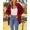 imageBTFBM Leopard Cardigan for Women Long Sleeve Open Front Cardigans Sweaters Pockets Loose Knit 2025 Fall Winter OutwearRed