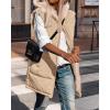 imageBTFBM Long Puffer Vest Women Fleece Sherpa Jacket Sleeveless Hooded Reversible Zip Up Winter Coat Fall Vests OuterwearLight Camel
