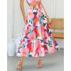 imageBTFBM Skirts for Women Floral Print Fall Fashion 2025 A Line Elastic High Waist Boho Holiday Maxi Skirt PocketsFloral Apricot Rose Red