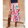 imageBTFBM Skirts for Women Floral Print Fall Fashion 2025 A Line Elastic High Waist Boho Holiday Maxi Skirt PocketsFloral Apricot Rose Red