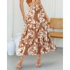 imageBTFBM Skirts for Women Floral Print Fall Fashion 2025 A Line Elastic High Waist Boho Holiday Maxi Skirt PocketsFloral Khaki