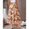 imageBTFBM Skirts for Women Floral Print Fall Fashion 2025 A Line Elastic High Waist Boho Holiday Maxi Skirt PocketsFloral Khaki