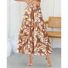 imageBTFBM Skirts for Women Floral Print Fall Fashion 2025 A Line Elastic High Waist Boho Holiday Maxi Skirt PocketsFloral Khaki