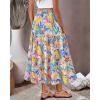 imageBTFBM Skirts for Women Floral Print Fall Fashion 2025 A Line Elastic High Waist Boho Holiday Maxi Skirt PocketsFloral Multicolour