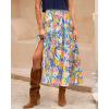 imageBTFBM Skirts for Women Floral Print Fall Fashion 2025 A Line Elastic High Waist Boho Holiday Maxi Skirt PocketsFloral Multicolour