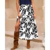 imageBTFBM Skirts for Women Floral Print Fall Fashion 2025 A Line Elastic High Waist Boho Holiday Maxi Skirt PocketsLeaf Black