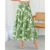 imageBTFBM Skirts for Women Floral Print Fall Fashion 2025 A Line Elastic High Waist Boho Holiday Maxi Skirt PocketsLeaf Green
