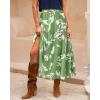 imageBTFBM Skirts for Women Floral Print Fall Fashion 2025 A Line Elastic High Waist Boho Holiday Maxi Skirt PocketsLeaf Green