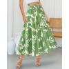 imageBTFBM Skirts for Women Floral Print Fall Fashion 2025 A Line Elastic High Waist Boho Holiday Maxi Skirt PocketsLeaf Green