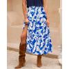 imageBTFBM Skirts for Women Floral Print Fall Fashion 2025 A Line Elastic High Waist Boho Holiday Maxi Skirt PocketsPrint Blue