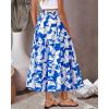 imageBTFBM Skirts for Women Floral Print Fall Fashion 2025 A Line Elastic High Waist Boho Holiday Maxi Skirt PocketsPrint Blue