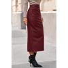 imageBTFBM Skirts for Women Trendy Fall 2025 Elastic Waist Ruched Bodycon Slit Pencil Midi Leather Skirt Bussiness CasualBurgundy