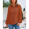 imageBTFBM Sweaters for Women 2025 Early Fall Fashion Crewneck Long Sleeve Ribbed Knit Oversized Pullover Casual Loose TopsCaramel