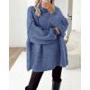 imageBTFBM Sweaters for Women Fall 2025 Long Sleeve Mock Neck Cable Knit Oversized Sweater Pullover Tops Thick Winter ClothesBlue