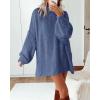 imageBTFBM Sweaters for Women Fall 2025 Long Sleeve Mock Neck Cable Knit Oversized Sweater Pullover Tops Thick Winter ClothesBlue