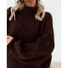 imageBTFBM Sweaters for Women Fall 2025 Long Sleeve Mock Neck Cable Knit Oversized Sweater Pullover Tops Thick Winter ClothesBrown