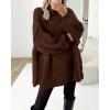 imageBTFBM Sweaters for Women Fall 2025 Long Sleeve Mock Neck Cable Knit Oversized Sweater Pullover Tops Thick Winter ClothesCoffee