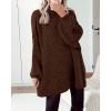 imageBTFBM Sweaters for Women Fall 2025 Long Sleeve Mock Neck Cable Knit Oversized Sweater Pullover Tops Thick Winter ClothesCoffee