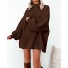 imageBTFBM Sweaters for Women Fall 2025 Long Sleeve Mock Neck Cable Knit Oversized Sweater Pullover Tops Thick Winter ClothesCoffee