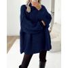 imageBTFBM Sweaters for Women Fall 2025 Long Sleeve Mock Neck Cable Knit Oversized Sweater Pullover Tops Thick Winter ClothesNavy