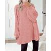 imageBTFBM Sweaters for Women Fall 2025 Long Sleeve Mock Neck Cable Knit Oversized Sweater Pullover Tops Thick Winter ClothesPink