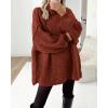 imageBTFBM Sweaters for Women Fall 2025 Long Sleeve Mock Neck Cable Knit Oversized Sweater Pullover Tops Thick Winter ClothesRust Red