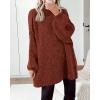 imageBTFBM Sweaters for Women Fall 2025 Long Sleeve Mock Neck Cable Knit Oversized Sweater Pullover Tops Thick Winter ClothesRust Red