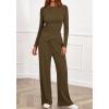 imageBTFBM Two Piece Sets For Women 2025 Asymmetrical Boat Neck Wide Leg Pants Lounge Set Airport Outfits Fall ClothesArmy Green