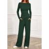 imageBTFBM Two Piece Sets For Women 2025 Asymmetrical Boat Neck Wide Leg Pants Lounge Set Airport Outfits Fall ClothesDark Green