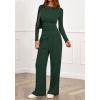 imageBTFBM Two Piece Sets For Women 2025 Asymmetrical Boat Neck Wide Leg Pants Lounge Set Airport Outfits Fall ClothesDark Green