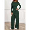 imageBTFBM Two Piece Sets For Women 2025 Asymmetrical Boat Neck Wide Leg Pants Lounge Set Airport Outfits Fall ClothesDark Green