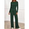 imageBTFBM Two Piece Sets For Women 2025 Asymmetrical Boat Neck Wide Leg Pants Lounge Set Airport Outfits Fall ClothesDark Green