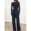 imageBTFBM Two Piece Sets For Women 2025 Asymmetrical Boat Neck Wide Leg Pants Lounge Set Airport Outfits Fall ClothesDark Sea Blue